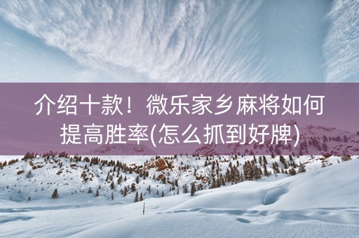 介绍十款！微乐家乡麻将如何提高胜率(怎么抓到好牌)