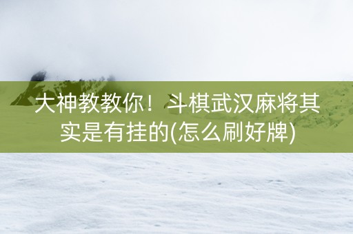 大神教教你！斗棋武汉麻将其实是有挂的(怎么刷好牌)