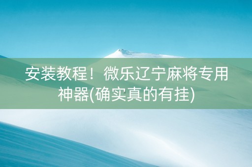 安装教程！微乐辽宁麻将专用神器(确实真的有挂)