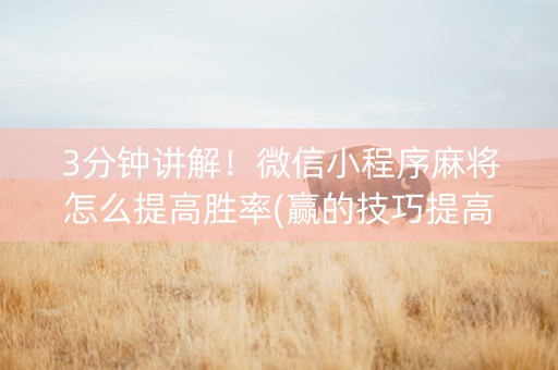 3分钟讲解！微信小程序麻将怎么提高胜率(赢的技巧提高胜率)