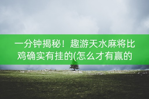 一分钟揭秘！趣游天水麻将比鸡确实有挂的(怎么才有赢的几率)
