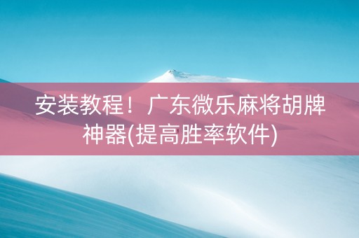 安装教程！广东微乐麻将胡牌神器(提高胜率软件)