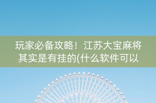 玩家必备攻略！江苏大宝麻将其实是有挂的(什么软件可以赢)