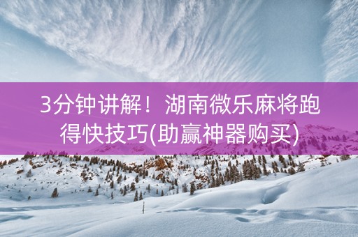 3分钟讲解！湖南微乐麻将跑得快技巧(助赢神器购买)