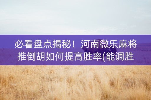 必看盘点揭秘！河南微乐麻将推倒胡如何提高胜率(能调胜率吗)