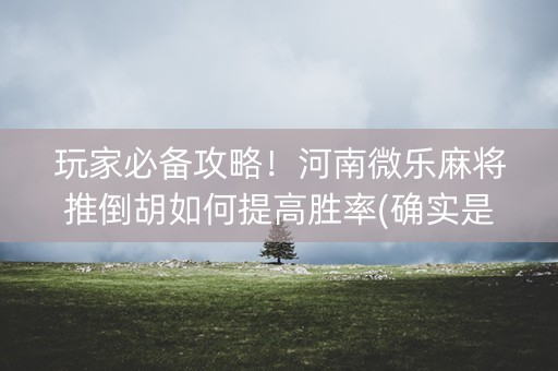 玩家必备攻略！河南微乐麻将推倒胡如何提高胜率(确实是有挂)
