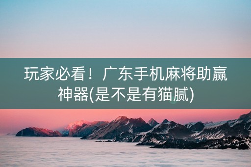 玩家必看！广东手机麻将助赢神器(是不是有猫腻)