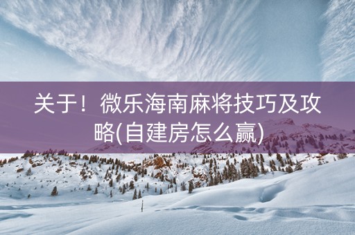 关于！微乐海南麻将技巧及攻略(自建房怎么赢)