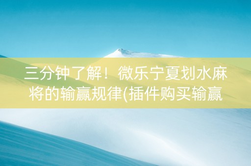 三分钟了解！微乐宁夏划水麻将的输赢规律(插件购买输赢规律)