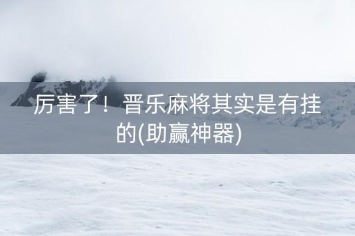 厉害了！晋乐麻将其实是有挂的(助赢神器)