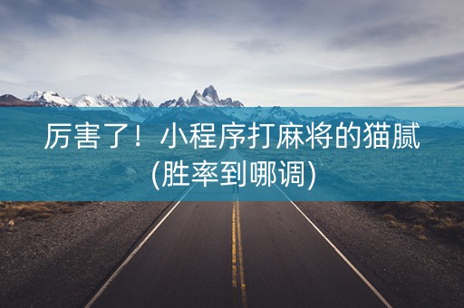 厉害了！小程序打麻将的猫腻(胜率到哪调)