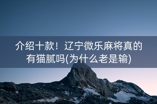 介绍十款！辽宁微乐麻将真的有猫腻吗(为什么老是输)