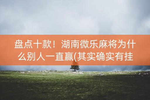 盘点十款！湖南微乐麻将为什么别人一直赢(其实确实有挂)