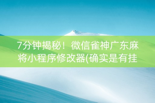 7分钟揭秘！微信雀神广东麻将小程序修改器(确实是有挂的)