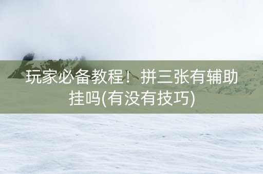 玩家必备教程！拼三张有辅助挂吗(有没有技巧)