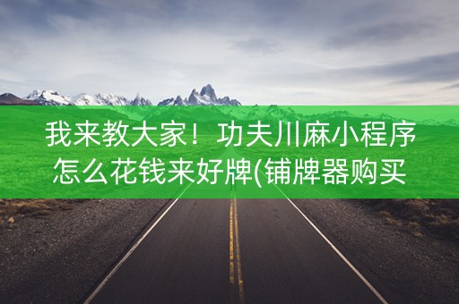 我来教大家！功夫川麻小程序怎么花钱来好牌(铺牌器购买)