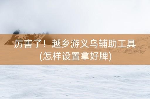 厉害了！越乡游义乌辅助工具(怎样设置拿好牌)