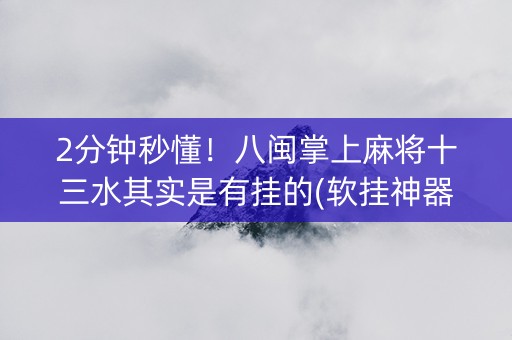2分钟秒懂！八闽掌上麻将十三水其实是有挂的(软挂神器)