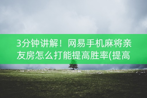 3分钟讲解！网易手机麻将亲友房怎么打能提高胜率(提高胜率的方法)
