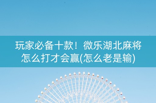 玩家必备十款！微乐湖北麻将怎么打才会赢(怎么老是输)