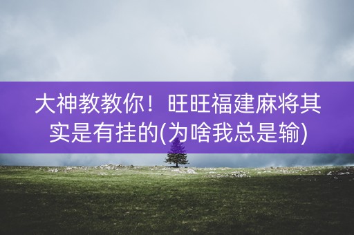大神教教你！旺旺福建麻将其实是有挂的(为啥我总是输)
