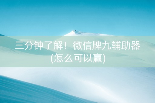 三分钟了解！微信牌九辅助器(怎么可以赢)