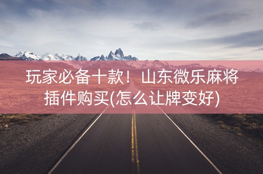 玩家必备十款！山东微乐麻将插件购买(怎么让牌变好)