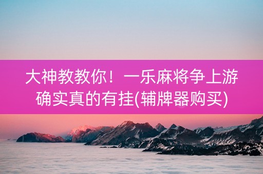 大神教教你！一乐麻将争上游确实真的有挂(辅牌器购买)