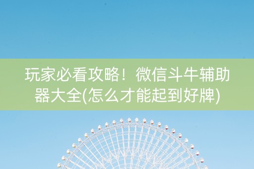 玩家必看攻略！微信斗牛辅助器大全(怎么才能起到好牌)