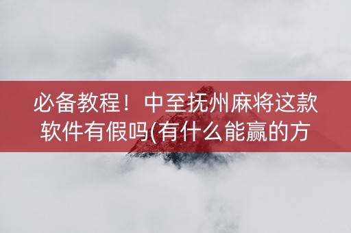 必备教程！中至抚州麻将这款软件有假吗(有什么能赢的方法)