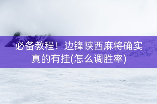 必备教程！边锋陕西麻将确实真的有挂(怎么调胜率)