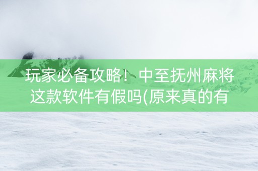 玩家必备攻略！中至抚州麻将这款软件有假吗(原来真的有挂)