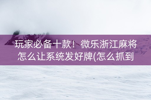 玩家必备十款！微乐浙江麻将怎么让系统发好牌(怎么抓到好牌)