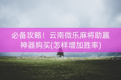 必备攻略！云南微乐麻将助赢神器购买(怎样增加胜率)
