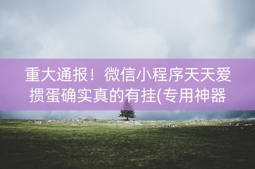 重大通报！微信小程序天天爱掼蛋确实真的有挂(专用神器下载)