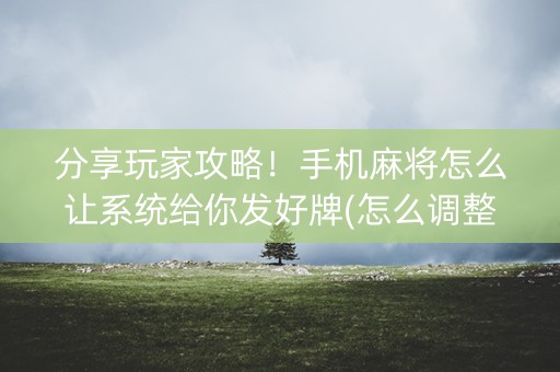 分享玩家攻略！手机麻将怎么让系统给你发好牌(怎么调整胜率)