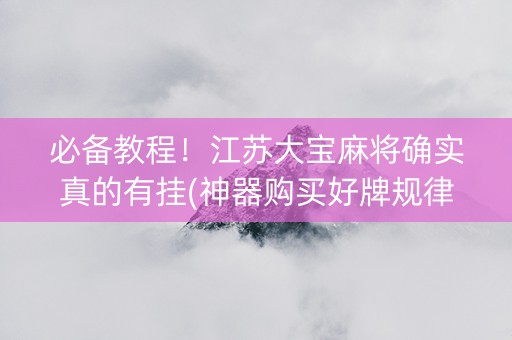 必备教程！江苏大宝麻将确实真的有挂(神器购买好牌规律)