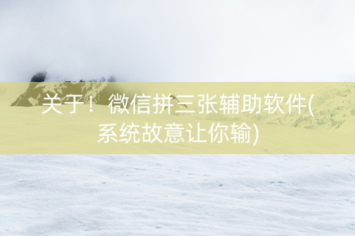关于！微信拼三张辅助软件(系统故意让你输)