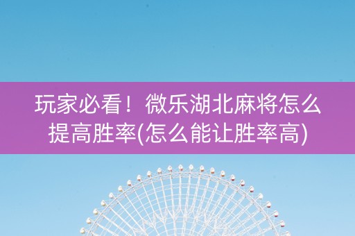 玩家必看！微乐湖北麻将怎么提高胜率(怎么能让胜率高)