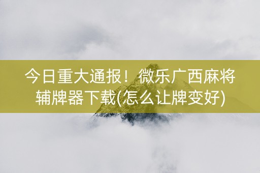 今日重大通报！微乐广西麻将辅牌器下载(怎么让牌变好)