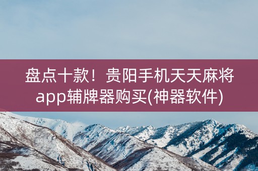 盘点十款！贵阳手机天天麻将app辅牌器购买(神器软件)