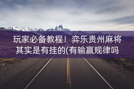 玩家必备教程！弈乐贵州麻将其实是有挂的(有输赢规律吗)