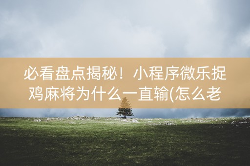 必看盘点揭秘！小程序微乐捉鸡麻将为什么一直输(怎么老输必备神器)