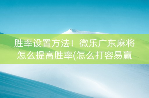 胜率设置方法！微乐广东麻将怎么提高胜率(怎么打容易赢)