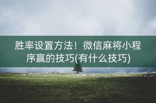 胜率设置方法！微信麻将小程序赢的技巧(有什么技巧)
