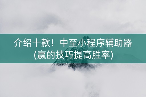 介绍十款！中至小程序辅助器(赢的技巧提高胜率)