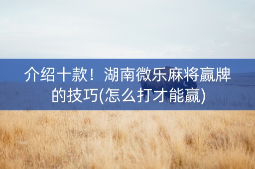 介绍十款！湖南微乐麻将赢牌的技巧(怎么打才能赢)