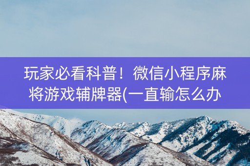 玩家必看科普！微信小程序麻将游戏辅牌器(一直输怎么办)