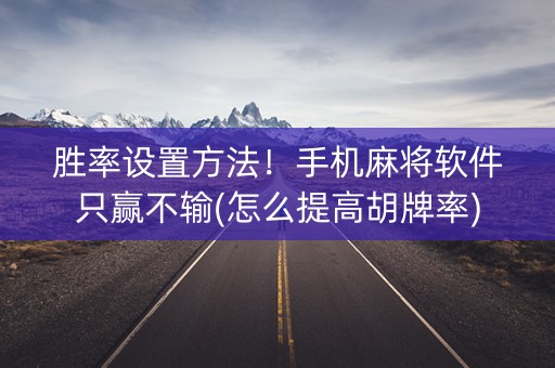 胜率设置方法！手机麻将软件只赢不输(怎么提高胡牌率)