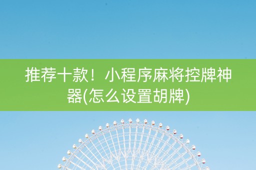 推荐十款！小程序麻将控牌神器(怎么设置胡牌)
